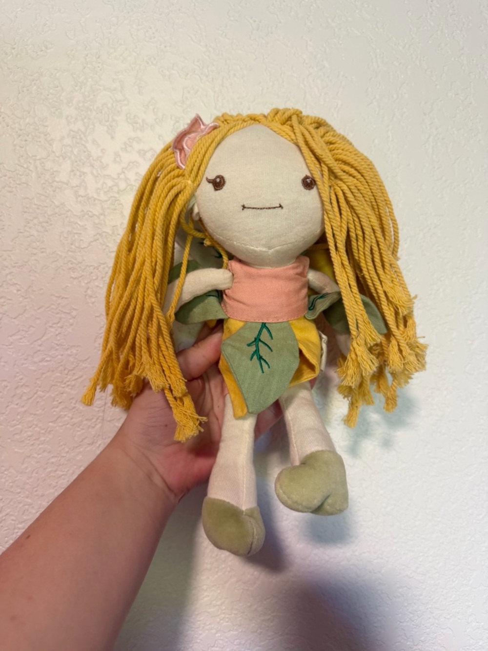 My Natural Yarn Hair Blonde Cute Fairy Doll Plush Stuffed Animal